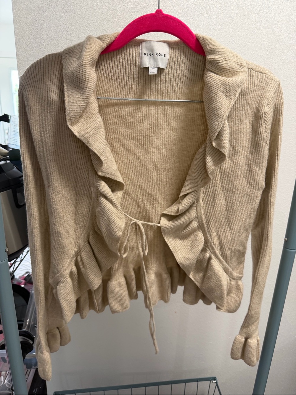 PINK ROSE • Ruffle Cardigan • Cream • Small
